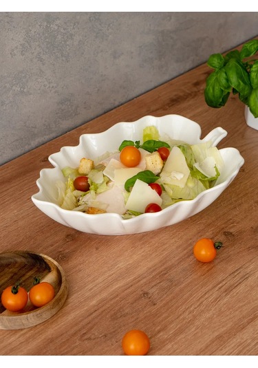 Korall Beyaz Salata Kasesi "yaprak" Porselen 29 Cm 417739280 Beyaz