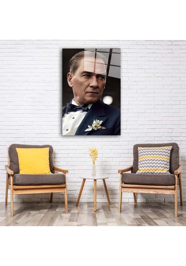 Atatürk Portresi Yapay Zeka Cam Tablo
