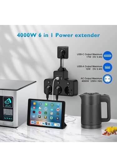 Novahub Qianfan Dörtlü Priz Bağımsız Anahtar 3 Soket+3 Usb Şarj