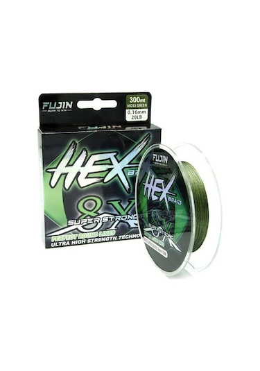 Fujin Hex Braid 8x 300mt Moss Green Pe İp Misina 0,12 Mm