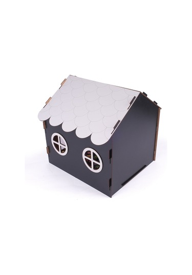 Ahşap Özel İsim Baskılı Dekoratif Köpek Evi-kulübesi, Küçük Irk Köpekler İçin Kulübe, Köpek Kulübesi Siyah