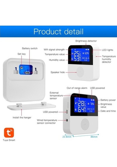 Novahub Jms Tuya Wifi Sıcaklık Nem Sensörü Ev Akıllı Senaryo İçin App Uzaktan Monitör Kontrolü