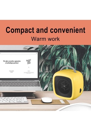 Trendooze Mini Masaüstü Fan Isıtıcı Düğme Anahtarı Saplı Ev Isıtıcı 10cm Beyaz