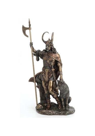 Bronz İskandinav Tanrısı Loki Kötülük Ve Kurnazlık Tanrısı Heykel Biblo Ev Dekoru