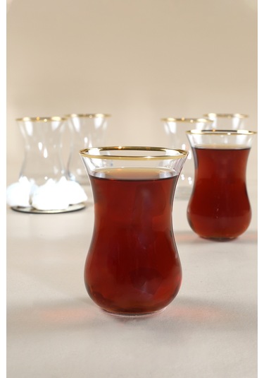 Rakle Pure Altın Yaldızlı İthal İnce 6'lı Çay Bardağı Seti 165 Cc Renkli