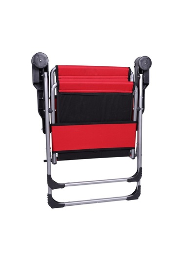 Alin Metal Kamp 3''lü 140 Kg Taşima Kapasiteli Lüks Bardaklıklıp Kamp & Piknik Sandalyesi Ssd-03 Kırmızı