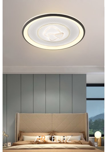 Üçgen Model Modern Plafonyer Avize 50 Cm, 3 Renk Işık Siyah