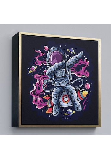Çerçeveli Dans Eden Astronot Kanvas Tablo-5069