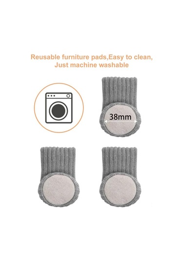 Tenfowee "24 Adet Gri Sandalye Ayağı Koruyucu - Kaymayı Önler, Çizilmeleri Engeller, Sessiz Hareket Sağlar" Diğer