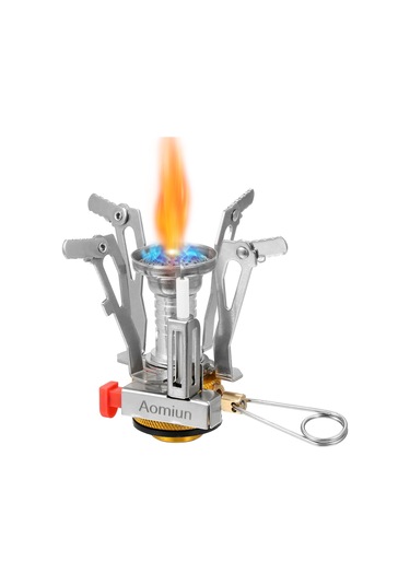 Aomiun-aomiun Mini Kamp Gaz Sobası Sırt Çantası Piezo Ateşleme,y25070 Gümüş