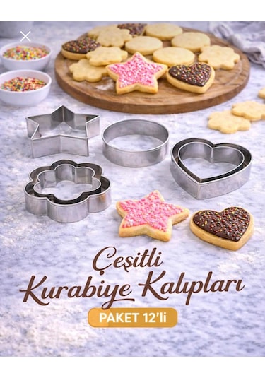 12 Parça Metal Kurabiye Kalıbı