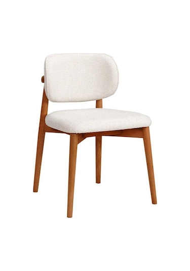 Polo Beyaz Teddy Natural Ahşap Bohem Sandalye