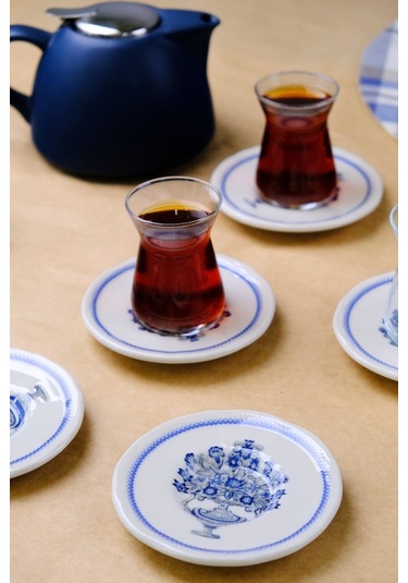 Tabak Evi Fulya Antik Çay Bardak Takımı 6 Kişilik 12 Parça Çok Renkli