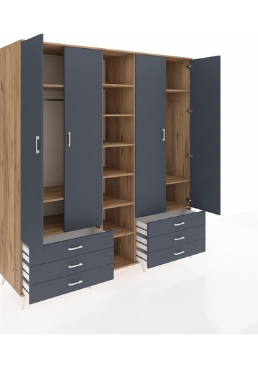 Kronos Dolap 13 Raflı 6 Çekmeceli 2 Askılı 220x59x243 Çam-antrasit/antrasit Antrasıt/antrasıt Kronos Dolap 13 Raflı 6 Çekmeceli 2 Askılı 220x59x243 Çam-antrasit/antrasit Antrasıt/antrasıt