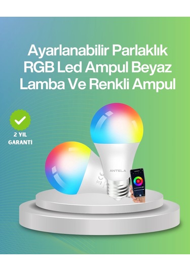 9 Watt Beyaz Işık Ve Renk Ayarlı Akıllı Led Ampul Çok Renkli