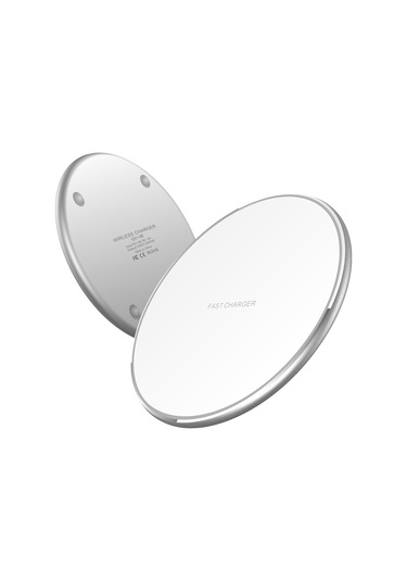 Qingmipy Alüminyum Gümüş 10w Hızlı Şarj, Kablosuz Masaüstü Şarj Cihazı, Led Gösterge, 8mm Kılıf Geçirgen, Çoklu Güvenlik Koruma