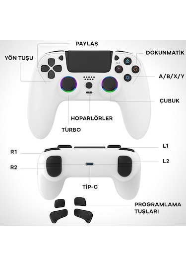 Ps-4 Oyun Kumandası Ps-4/slim/pro/pc /rgb-led/ext/audio Jakı