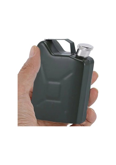 Kosona Stainless Steel Taşınabilir Şarap Potu 5 Unça 146ml - Sağlam Kapaklı, Taşınması Kolay - Kamp, Piknik İçin Yeşil Ordu Yeşili