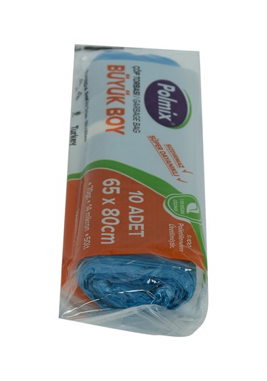 Polmix Büyük Boy 70 G 14 Mikron 50 L Rulo Çöp Torbası 10 Adet Mavi 65 x 80 CM