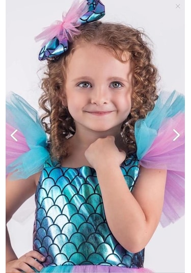 Kız Çocuk Deniz Kızı Abiye Kostüm Uzun Tül Elbise 3705 Mavi