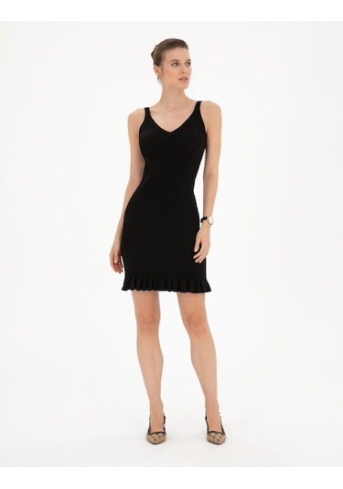 Pierre Cardin Kadın Siyah Elbise Triko 50284228-vr046 Siyah