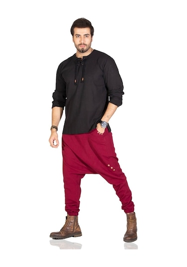 Uzun Kol Şile Bezi Zımbalı Erkek Tshirt Siyah 3003