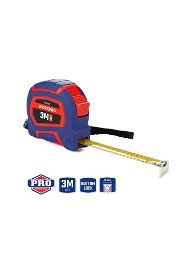 Workpro Wp261008 3mx16mm/10ft. Naylon Kaplama Sarı Çelik Şerit Metre 3 M