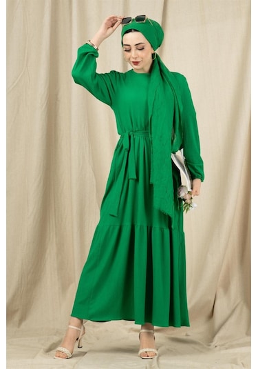 Sevitli Prenses Elbise-benetton Yeşili-1535-benetton Yeşil