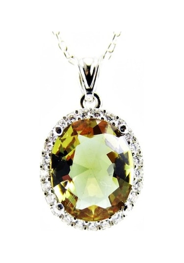 Zultanit Oval Gümüş Kadın Kolye Küpe Seti