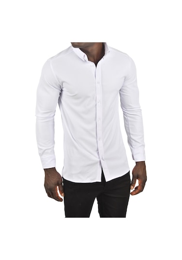 Deepsea Erkek Beyaz Fitilli Uzun Kollu Gömlek 2500805 Beyaz