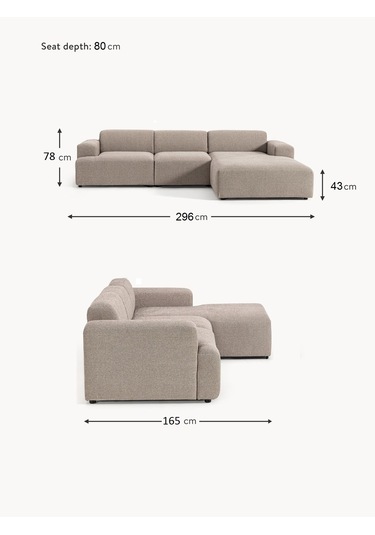 Most Mollista 3 Modül Sağ Köşe Koltuk 10 Kahverengi Keten Kumaş Y