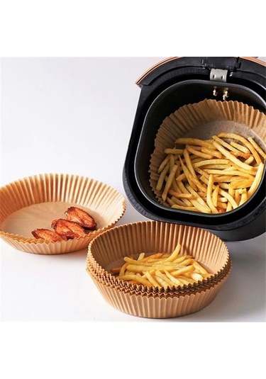 100 Adet Air Fryer Pişirme Kağıdı Tek Kullanımlık Yağlı Kağıdı Yuvarlak Tabak Model 5250