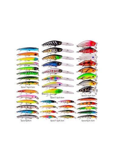 Yapay Sert Yem Seti - Bionic Swim Ve Crank Yemleri İle 43 Parça Balık Avı Yemleri - Çok Renkli