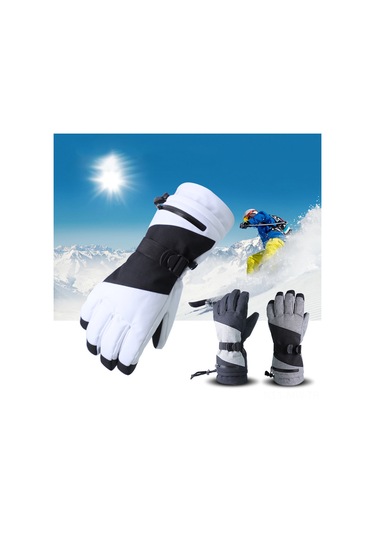 Moveevo Kışlık Beş Parmak Kayak Eldiveni - Su Geçirmez, Dokunmatik Ekran Uyumlu, Sıcak Tutan, Gri Renk Gri