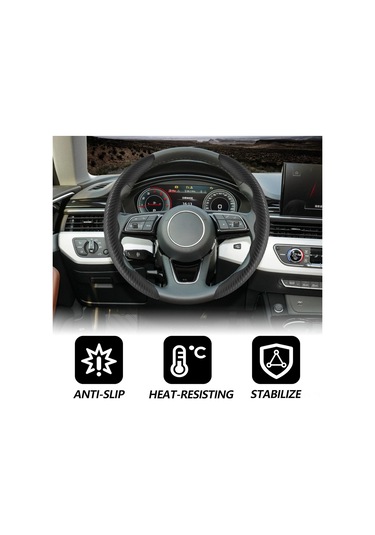 Yaleker Karbons Fiberli Evrensel Direksiyon Koruması - Kayma Engeli Bölümlü Tasarım, 2 Adet Siyah, Araç İç Döşeme Aksesuarı Siyah