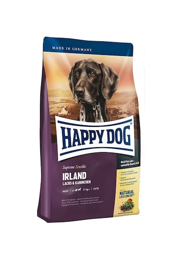 Happy Dog Irland Somonlu ve Tavşanlı Yetişkin Hassas Köpek Maması 12.5 KG