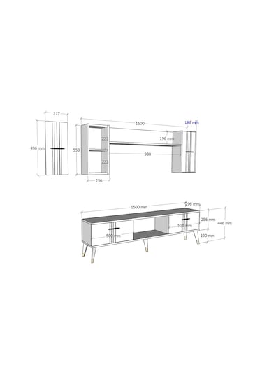 Asel Tv Ünitesi Takımı Antrasit-altın
