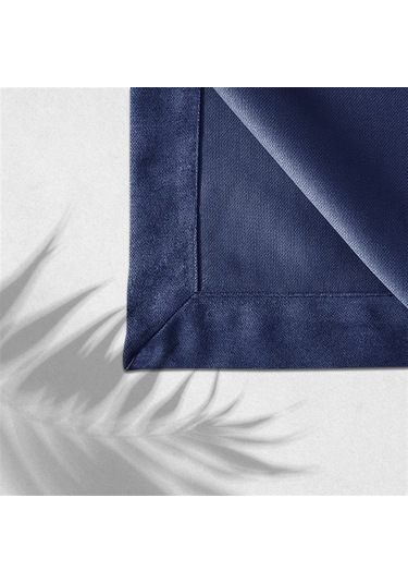 Kadife Dokulu Masa Örtüsü Mavi Rengi-646