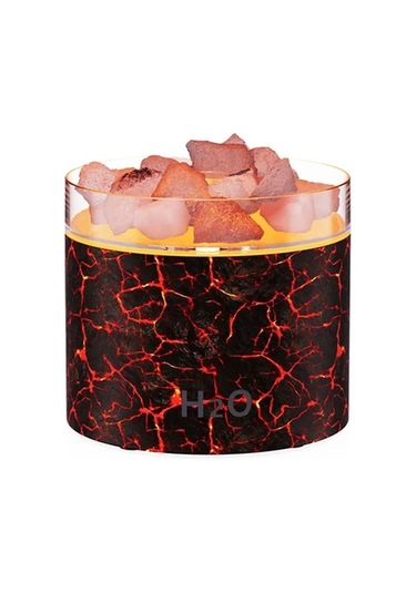 Techbloom Yaratıcı Tuz Taşı Aromaterapi Makinesi Crack Color Renkli Alev Gece Lambası Sesli Nemlendirme Büyük Su Tankı