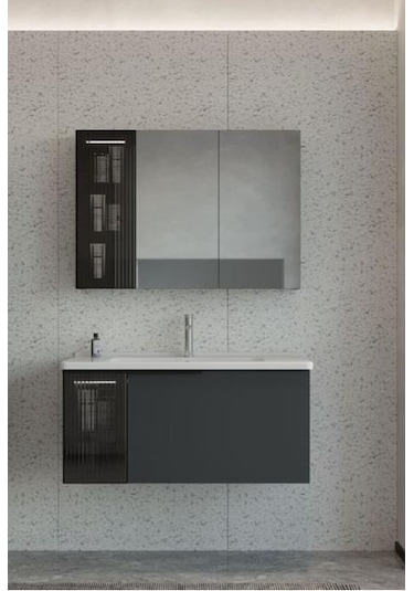 Orka Pure 80 Cm Mat Antrasit Banyo Dolabı Alt Modül Ve Lavabo Navaro/antrasit