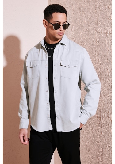 Buratti Pamuklu Regular Fit Çift Cepli Erkek Gömlek Cf24W116927 Mint