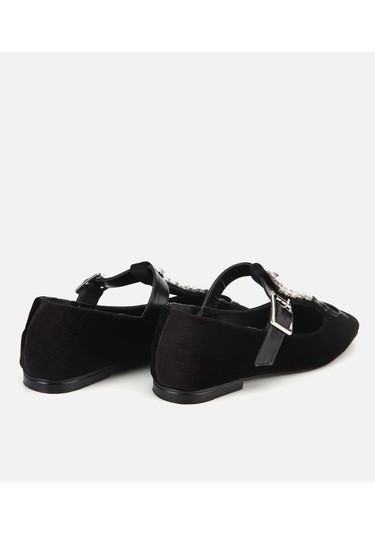 Hotiç Kadın Siyah Kadife Taşlı Fiyonk Detaylı Babet 01ayh314670a100 01ayh314670a100 Siyah