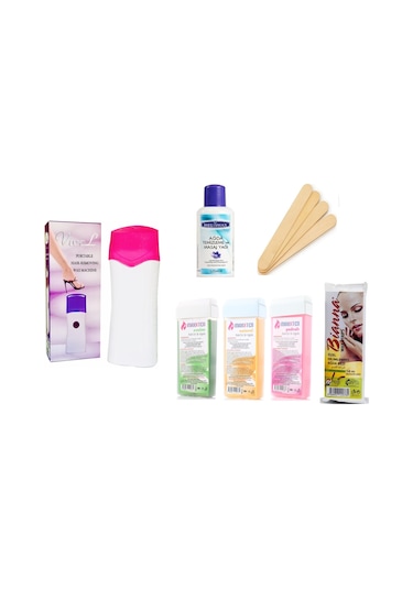 Vivol Roll-On Kartuş Sir Ağda Makinesi + Maxxten Kartuş Ağda x 3 + Ağda Yağı + 10 M Bez + Spatula x 5