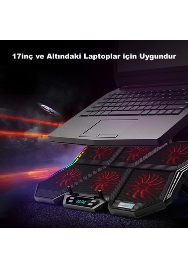Coolcold Led K40 6 Fanlı 17 İnç Rgb Laptop Notebook Soğutucu Stand