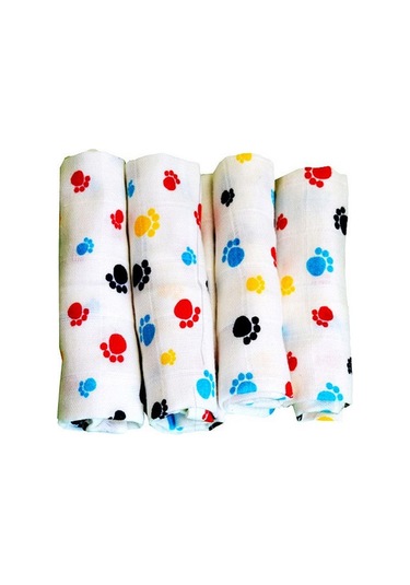 4'lü Müslin Bebek Ağız Bezi Kırmızı Çok Renkli