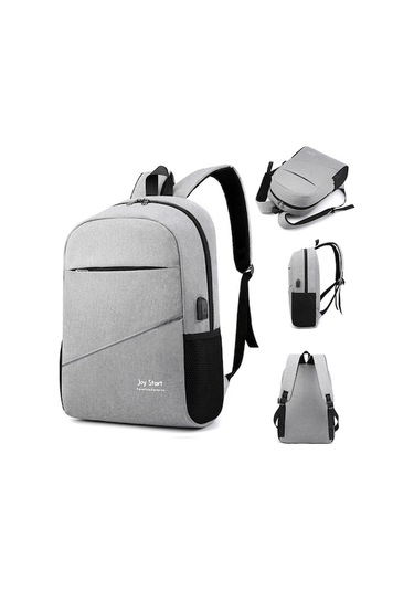 Reedark Erkek Kadın Laptop Sırt Çantası Siyah 3 Adet Çok Kapılı Çantası Siyah