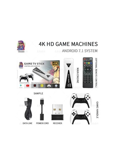 Y5 64gb Android Dual Pad 4k Game Stick - Beyaz