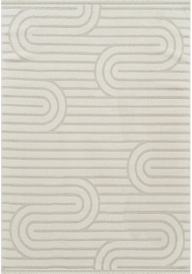 Kaşmir Halı 7/24 Plushy Runa Cream 200x290 Gri