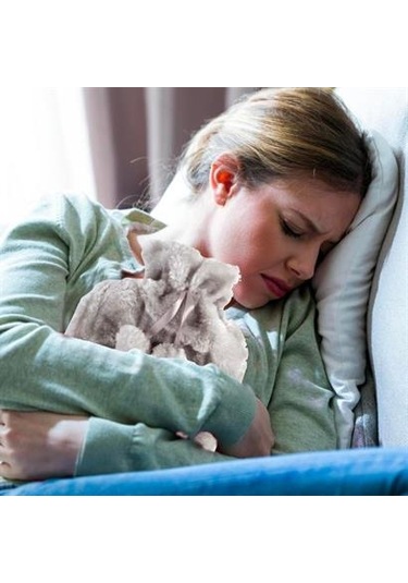 Petinka Ponponlu Peluş Sıcak Su Torbası Kırmızı 2 L