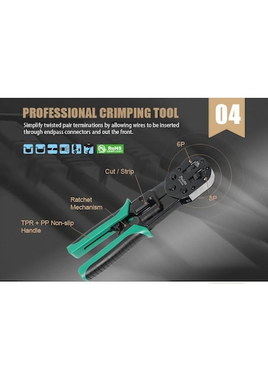 Proskit Cp-376n Profesyonel Ez-rj45 Konnektör Sıkma Pensesi